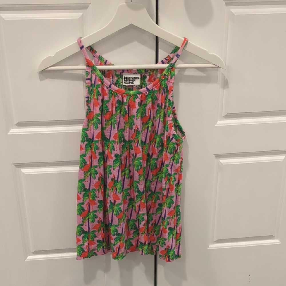 100% Linen Women's Tropical Print Tank Top